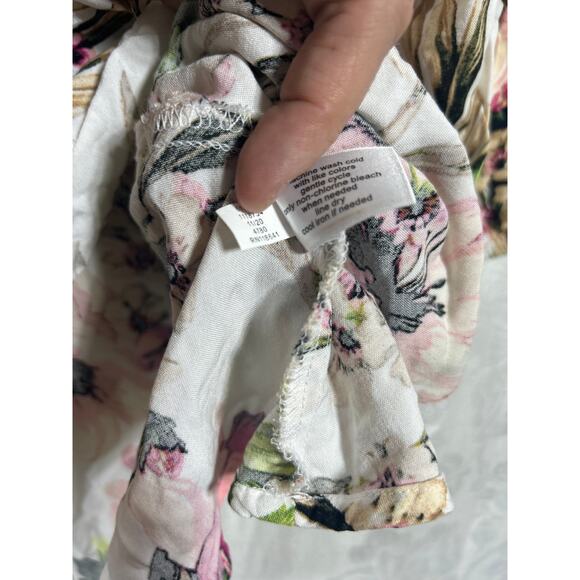 Lane Bryant Top 22 24 Pink Green Floral Peplum Balloon Sleeve Flowy Babydoll - Picture 8 of 10